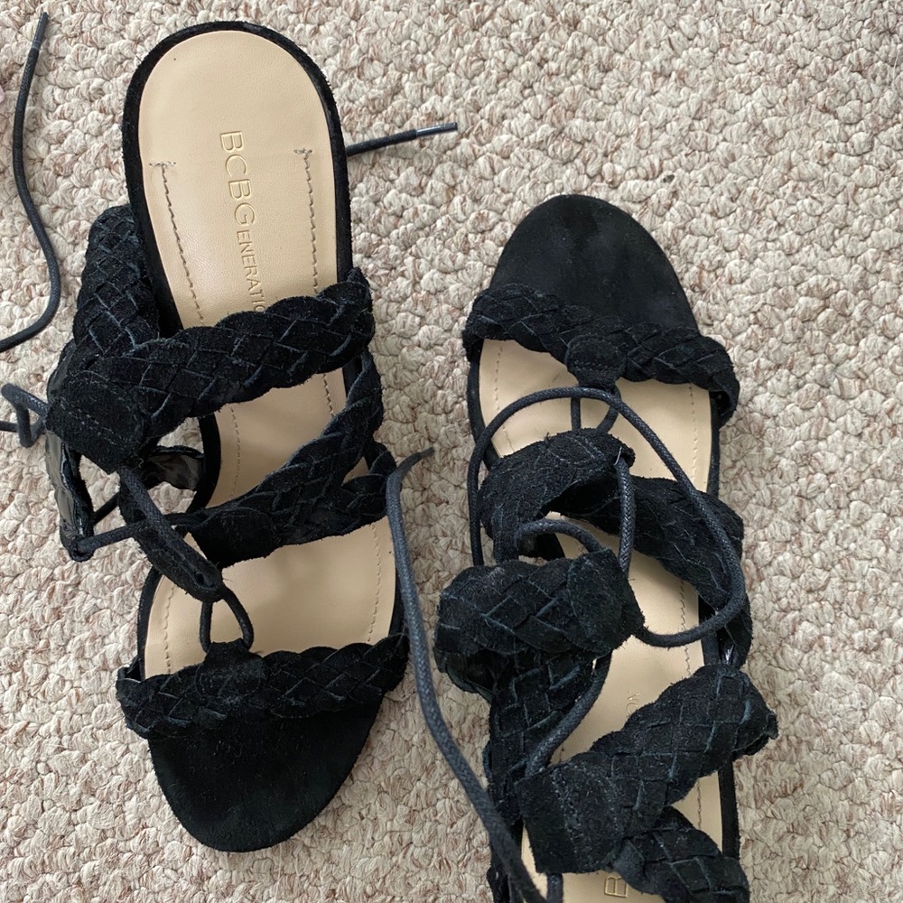 BCBG Black Lace up Heels